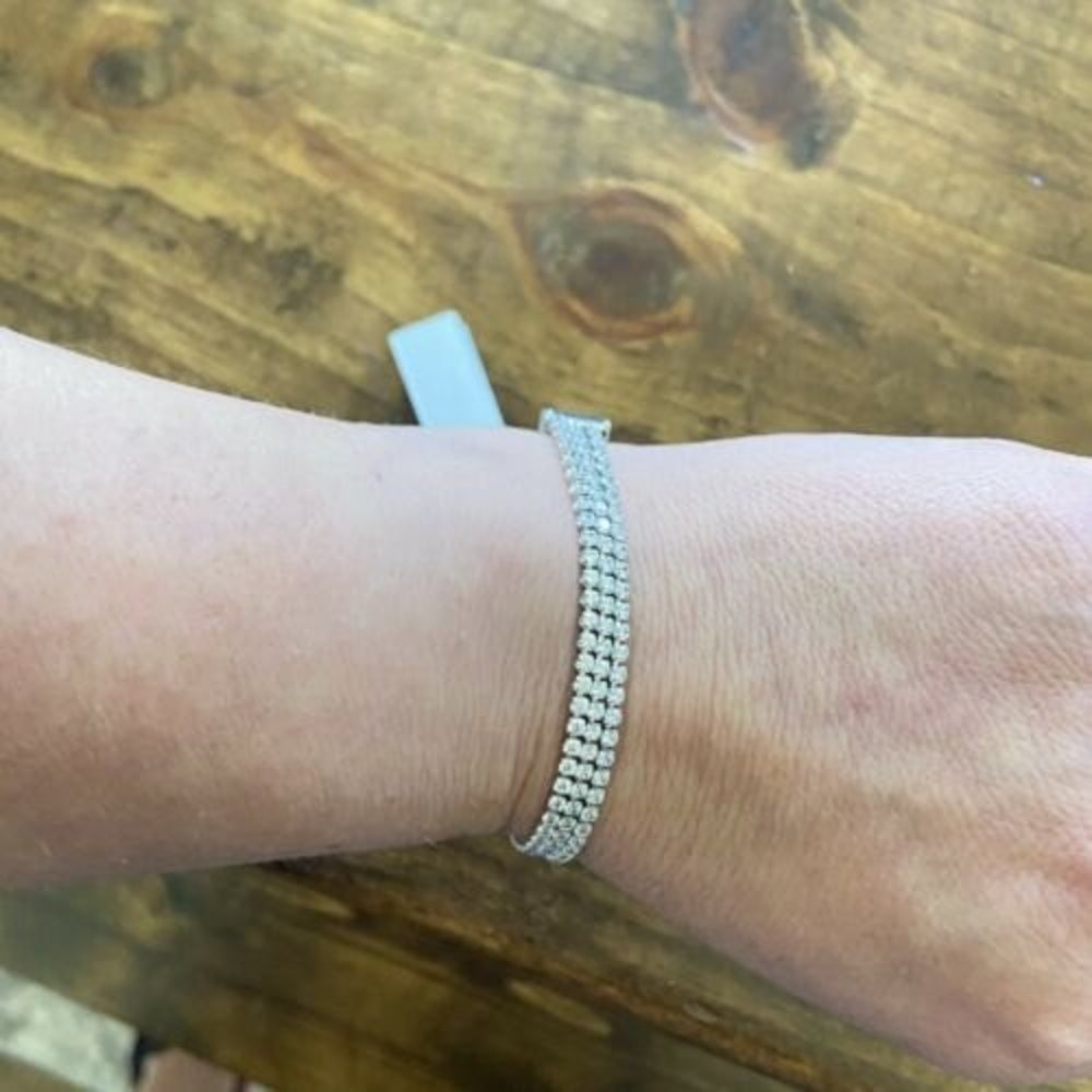 COPY - Nordstrom Triple Strand Slider Bracelet Ziconia Silvertone